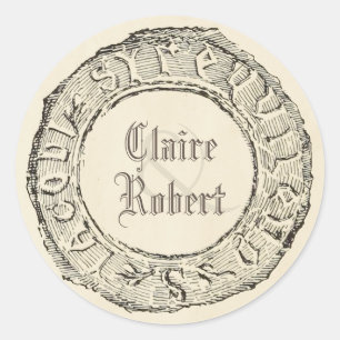 Sticker Rond Vieux Vintage Seal Style Fairy Tale Mariage