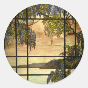 Sticker Rond Vignes de la Wisteria en vitrail