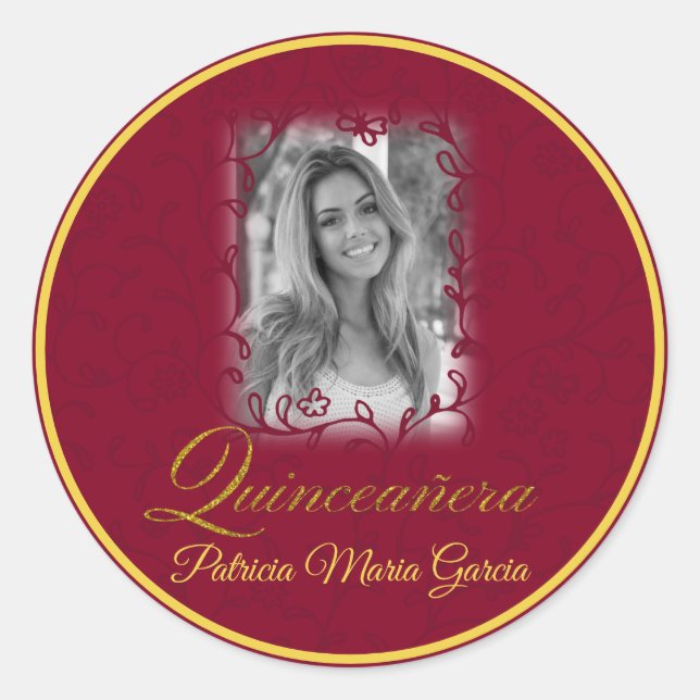 Sticker Rond Vignes florales quinceañera (Devant)
