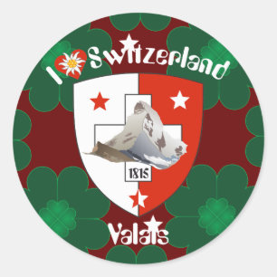Sticker Rond Vignette autocollante du Valais Suisse