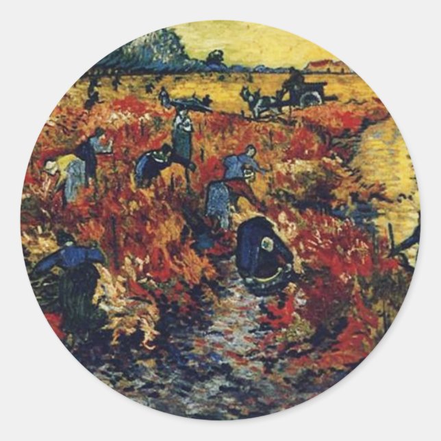 Sticker Rond Vignoble rouge, Van Gogh, 1888 (Devant)