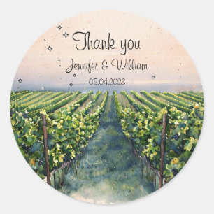Sticker Rond Vignoble rustique Destination Italie Mariage