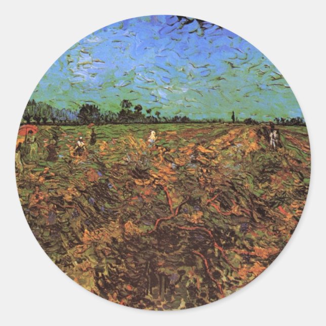 Sticker Rond Vignoble vert par Vincent van Gogh (Devant)