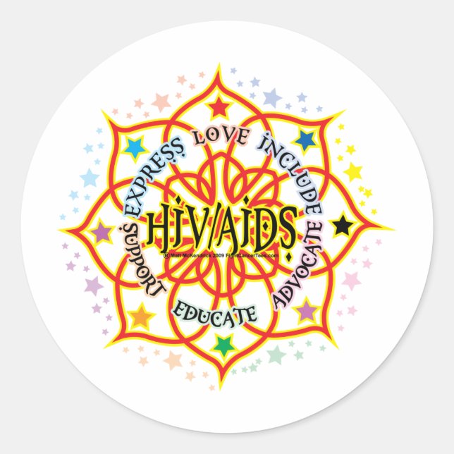 Sticker Rond VIH/sida Lotus (Devant)