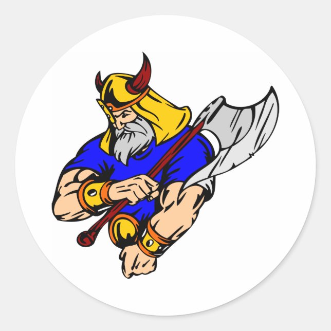 Sticker Rond Viking blanc prier (Devant)