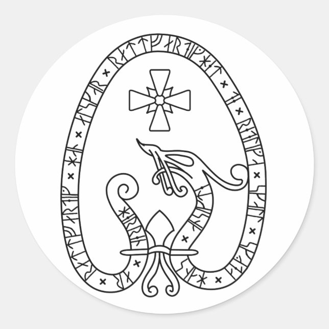 Sticker Rond Viking Rune Stone black and white (Devant)