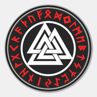 Sticker Rond Viking Triscalion Red Runes 