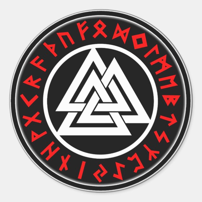 Sticker Rond Viking Triscalion Red Runes  (Devant)