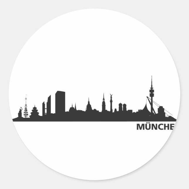 Sticker Rond Ville de Munich - Skyline 1c (Devant)