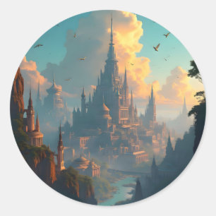 Sticker Rond Ville des Échos – Paysage Urbain Ancien