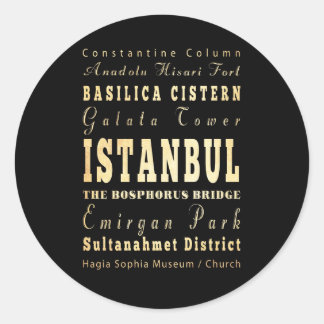 Sticker Rond Ville d'Istanbul Turquie Typographie Art