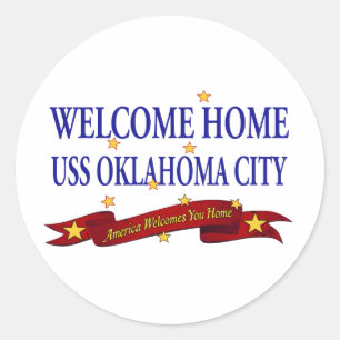 Sticker Rond Ville d'Oklahoma à la maison bienvenue d'USS