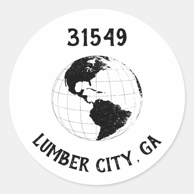 Sticker Rond Ville State Code Zip Globe World Map (Devant)