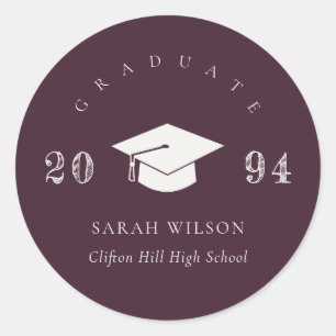 Sticker Rond Vin Bourgogne Chic Minimal Graduation Simple
