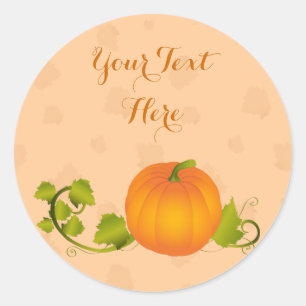 Sticker Rond Vin d'automne Citrouille avec texte personnalisabl