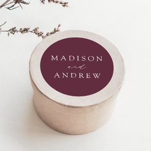 Sticker Rond Vin élégant moderne violet Mariage personnalisé