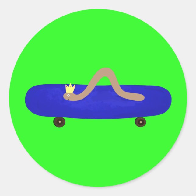 Sticker Rond Vin mignon sur un skateboard (Devant)