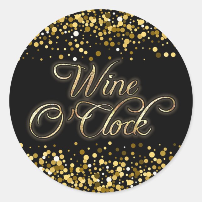 Sticker Rond Vin O'Clock Gold Sparkle (Devant)