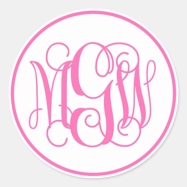 Sticker Rond Vin rose chaud blanc Monogramme, do-it-yourself BG (Devant)