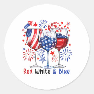 Sticker Rond Vin Rouge Et Bleu 4 juillet Rouge Blanc Bleu Vin