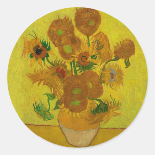Sticker Rond Vincent Van Gogh 15 Tournesols Peinture