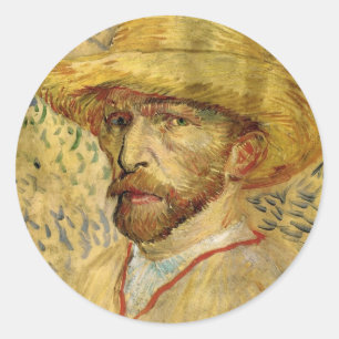 Sticker Rond Vincent van Gogh Autoportrait avec Casquette paill