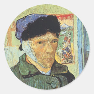 Sticker Rond Vincent van Gogh - Autoportrait avec oreille dérob
