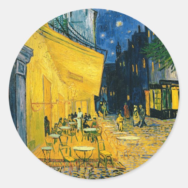 Sticker Rond Vincent van Gogh | Cafe Terrace, place du Forum (Devant)