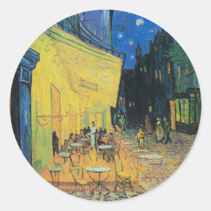 Sticker Rond Vincent van Gogh Café Terrasse en soirée