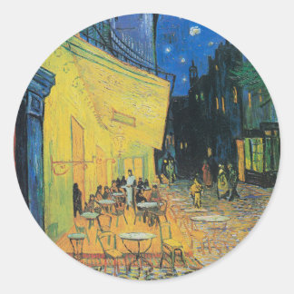 Sticker Rond Vincent van Gogh Café Terrasse en soirée