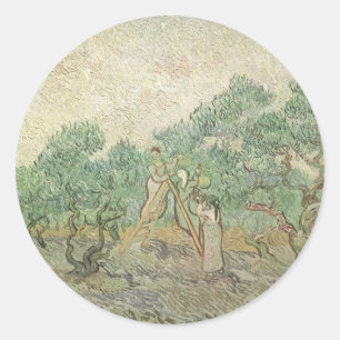 Sticker Rond Vincent van Gogh - cueillette d'olives