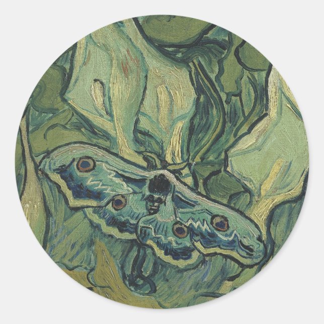 Sticker Rond Vincent van Gogh - Grand Paon de Nuit (Devant)