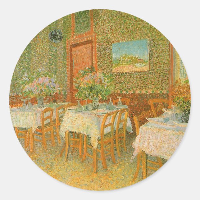 Sticker Rond Vincent van Gogh - Intérieur d'un restaurant (Devant)