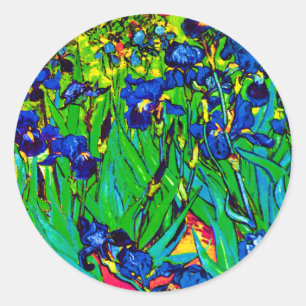 Sticker Rond Vincent Van Gogh - Iris - Amoureux des Fleurs Pop