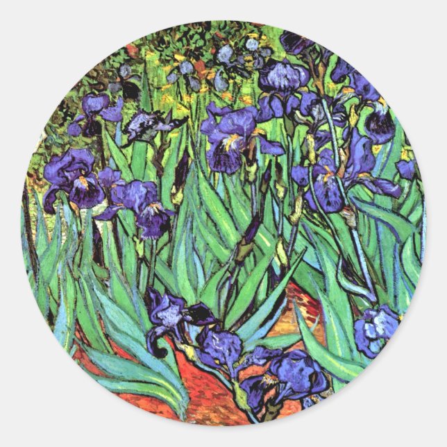 Sticker Rond Vincent Van Gogh - Irises - Art de l'amour des fle (Devant)