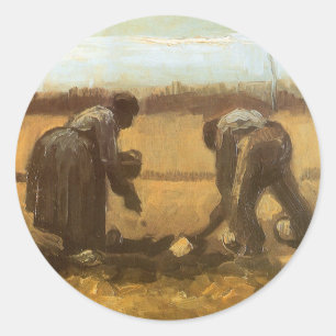 Sticker Rond Vincent van Gogh - Les paysans plantent des pommes