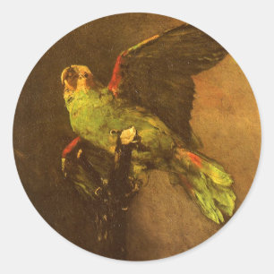 Sticker Rond Vincent van Gogh - Nature morte avec perroquet ver