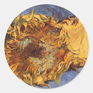 Sticker Rond Vincent van Gogh - Vie morte : Deux tournesols cou