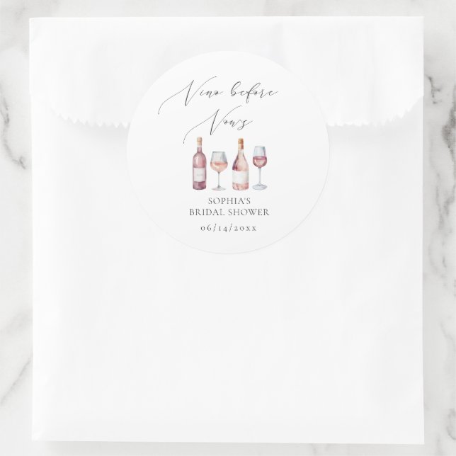 Sticker Rond Vino aquarelle avant Vows Faveurs (Sac)