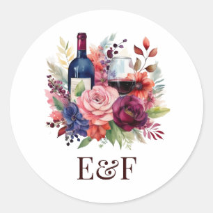 Sticker Rond Vino Before Vows Floral Vin Shower de Mariage