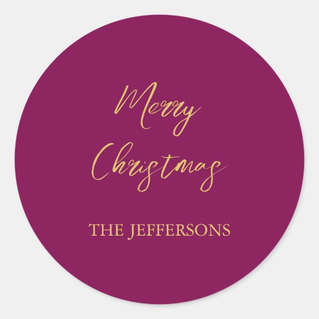 Sticker Rond Vins et couleurs or Joyeux Noël (Devant)