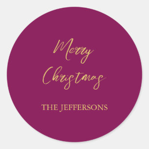 Sticker Rond Vins et couleurs or Joyeux Noël