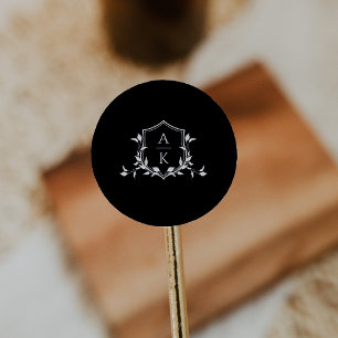 Sticker Rond Vins intemporels Monogram Crest Black