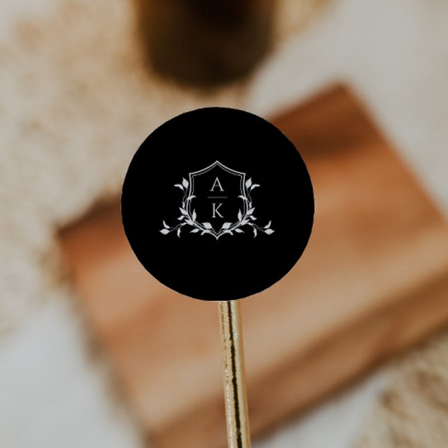 Sticker Rond Vins intemporels Monogram Crest Black (Créateur téléchargé)