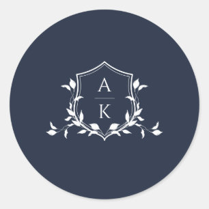 Sticker Rond Vins intemporels Monogramme Crest Navy