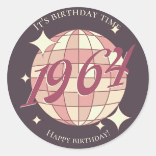 Sticker Rond Vintage 1964 60e anniversaire rétro violet