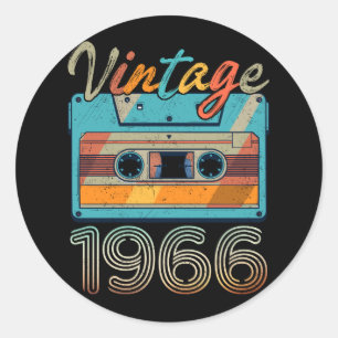 Sticker Rond Vintage 1966 Cassette Tape Retro 57th Birthday 57