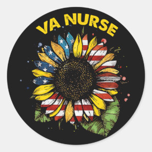 Sticker Rond Vintage 4 juillet infirmière Va patriote Américain
