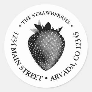 sticker rond vintage à fraise classique
