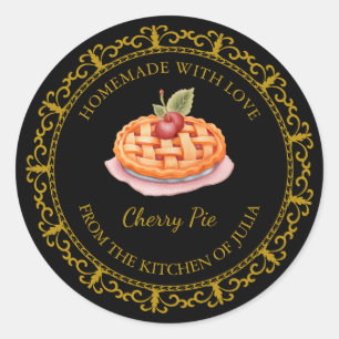 Sticker Rond Vintage à la maison Tarte aux Cerises Label l Noir